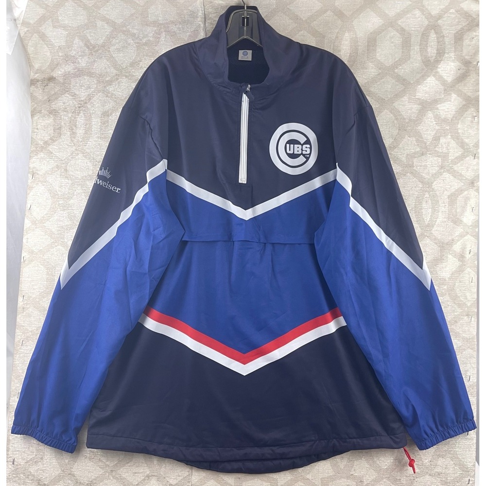 Chicago Cubs Windbreaker Mens XL Navy Blue Half Zip Pullover MLB Jacket‎